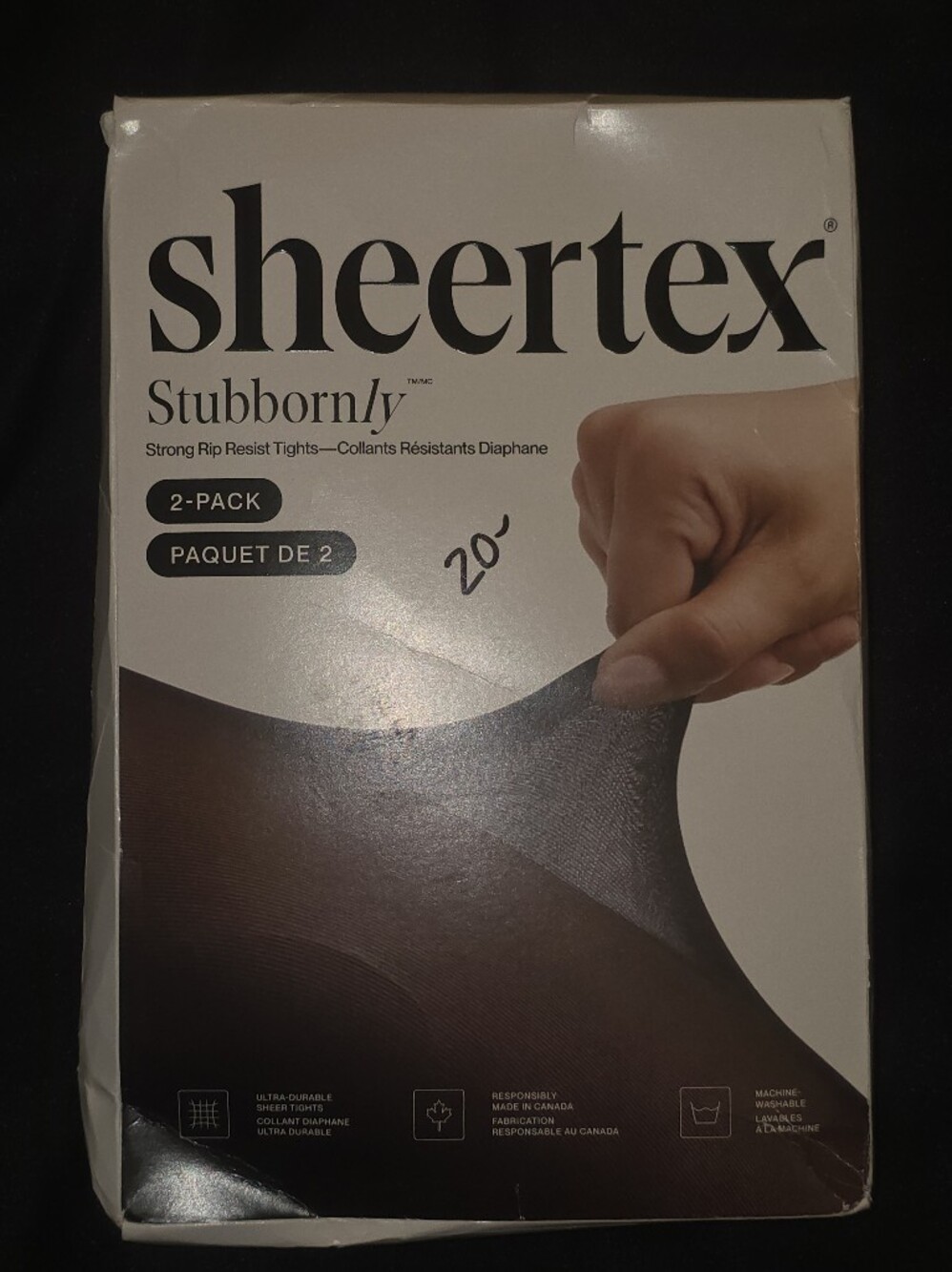 Sheertex Stubbornly Strong Rip Resist Sheer Black Tights 2-Pack XL